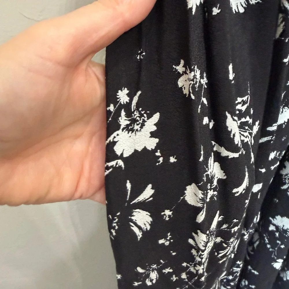 Free People M Black Floral Color My World Wide Leg Jumpsuit Anthropologie Boho